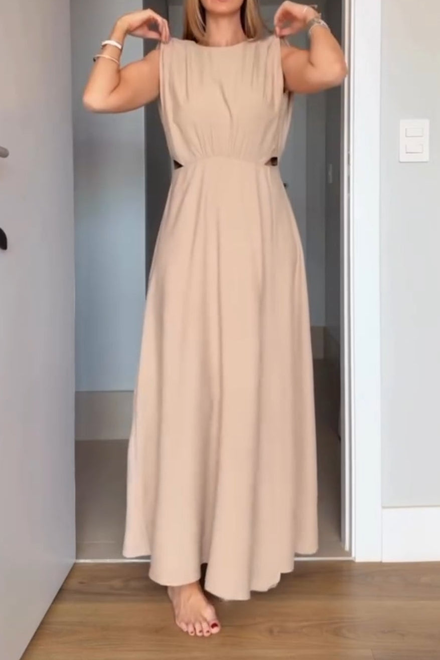 Sleeveless Elegant Long Dress With Cutout Waist