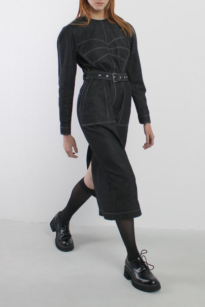 Dark grey denim bodycon dress
