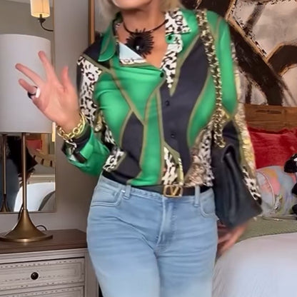 Green Leopard Long Sleeve Shirt