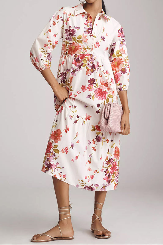Plum Print Shirt Dress
