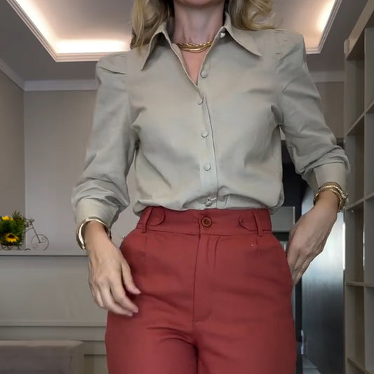 Solid Color Workplace Simple Linen Shirt
