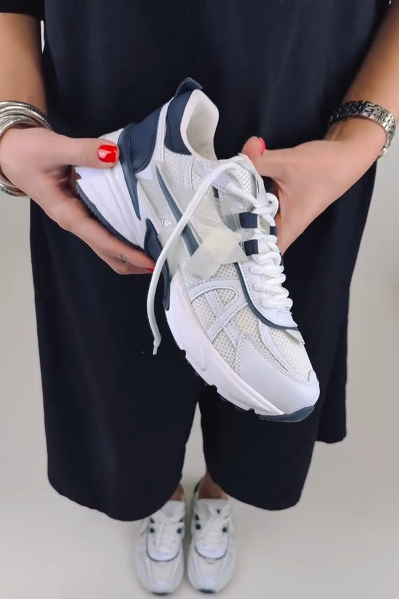 White And Blue Fashion Sneaker