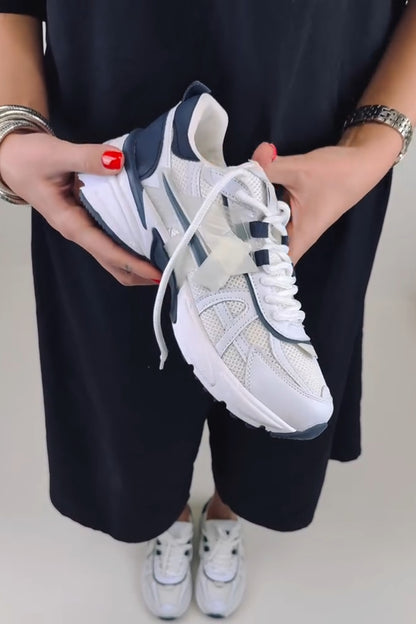 White And Blue Fashion Sneaker