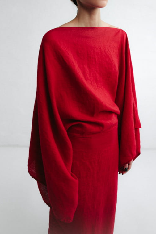 Red Linen Dress