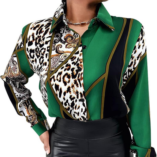 Green Leopard Long Sleeve Shirt