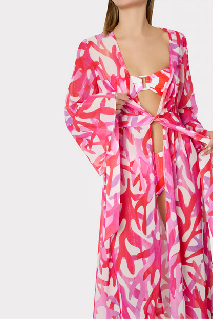 Printed Chiffon Blouse Maxi Dress