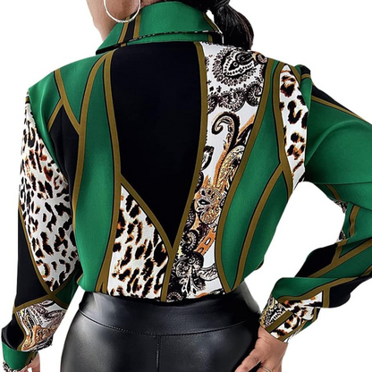 Green Leopard Long Sleeve Shirt