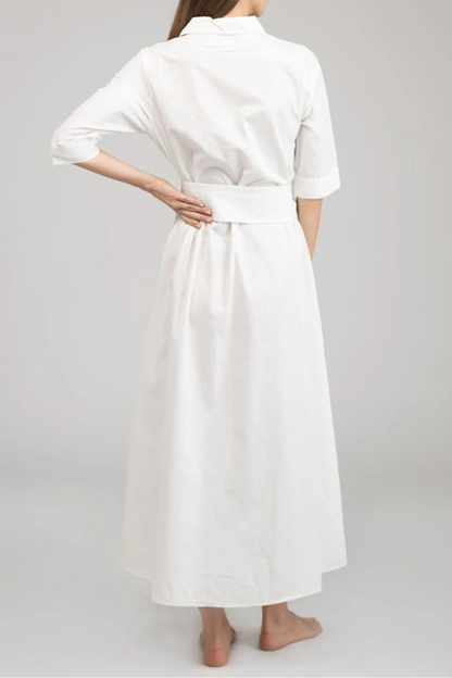 Ocean Floral Print Shirt Maxi Dress