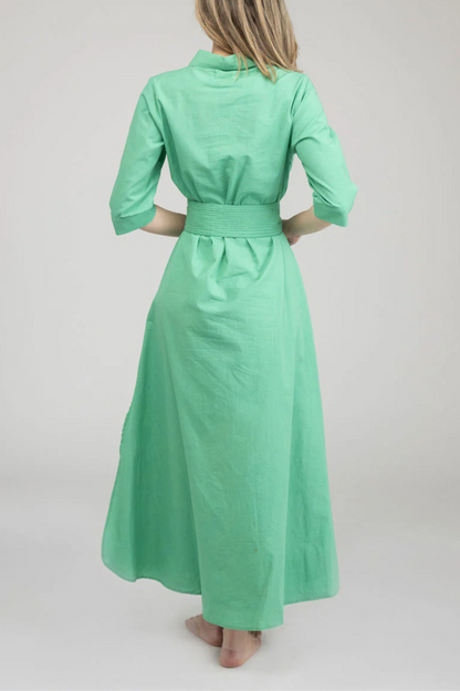 Ocean Floral Print Shirt Maxi Dress