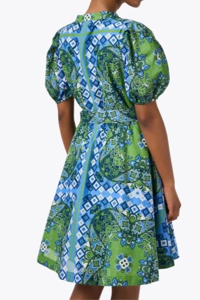 Spring Green Printed Short Dress