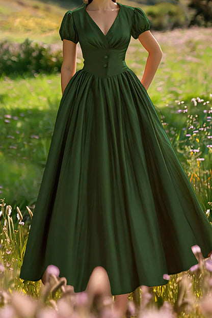 Vintage Dark Green Maxi Dress