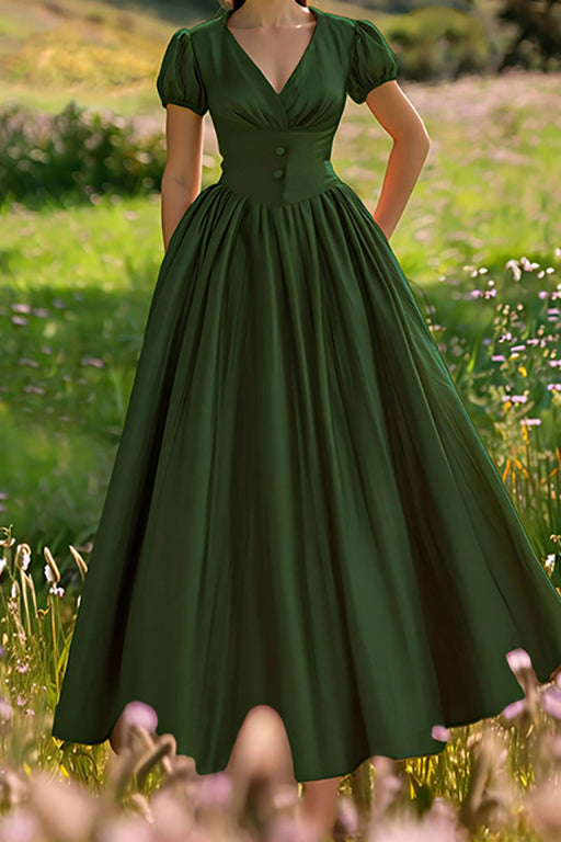 Vintage Dark Green Maxi Dress