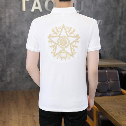 Men's Summer Embroidered Short Sleeve Shirt