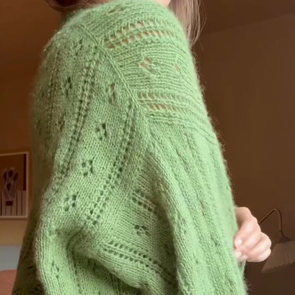 Pale Green Vertical Crewneck Sweater