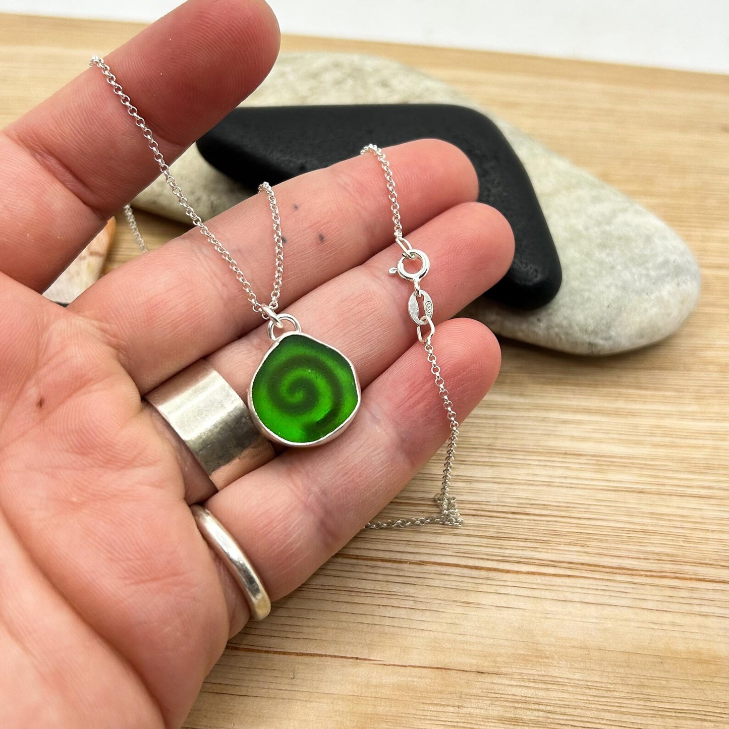 Sea Glass Spiral Pendant