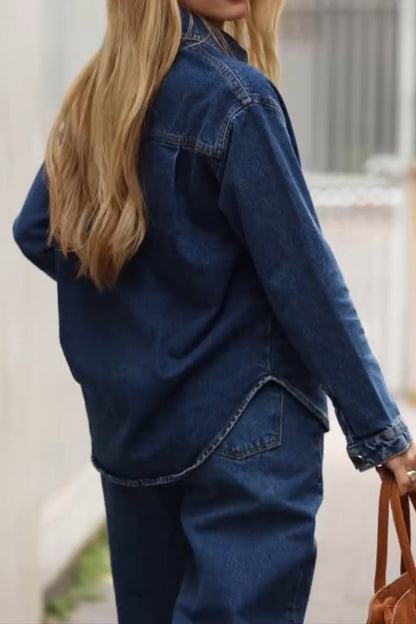 Simple Long Sleeve Denim Suit