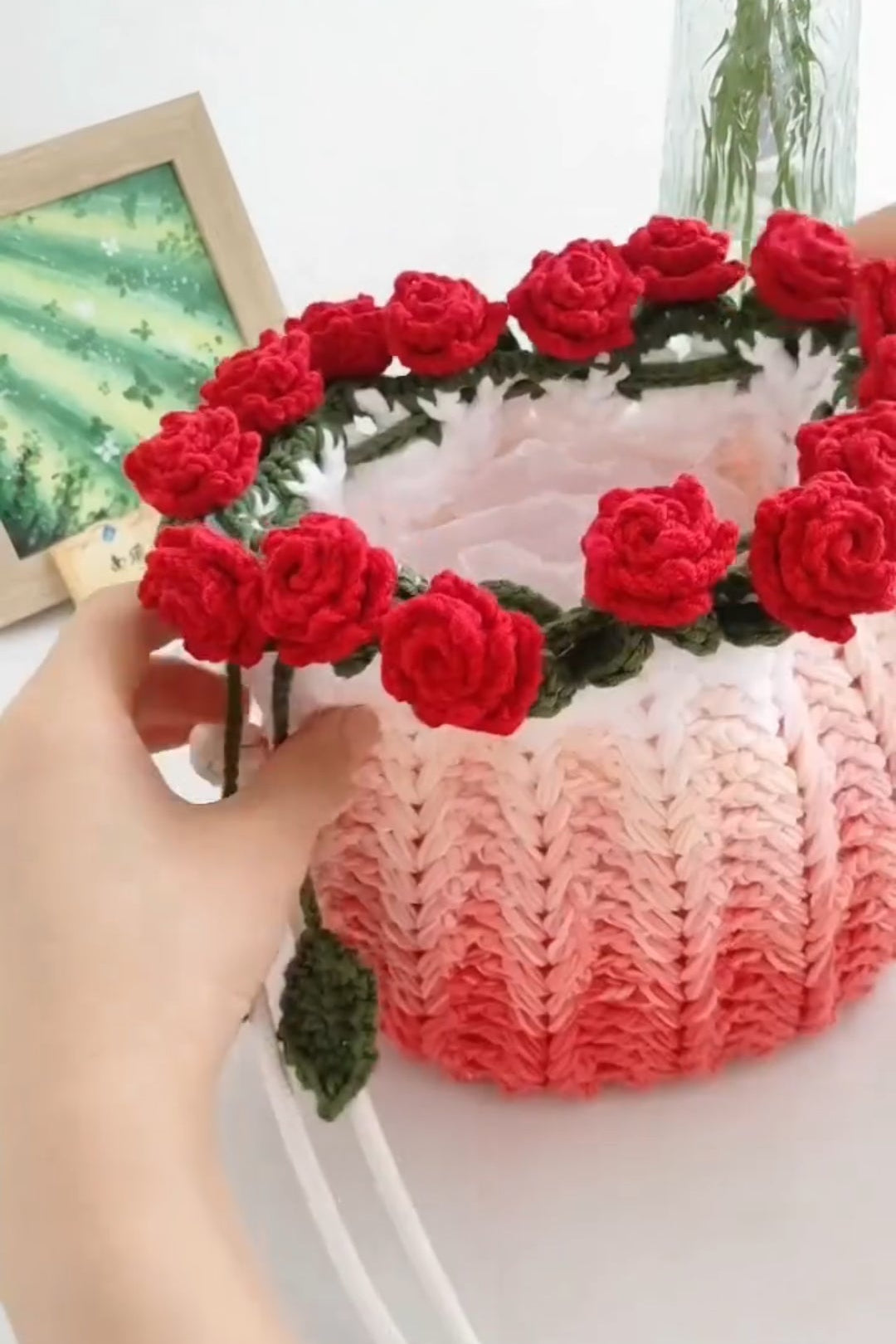 Knitted Rose Crossbody Bag