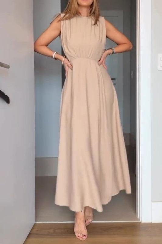 Sleeveless Elegant Long Dress With Cutout Waist