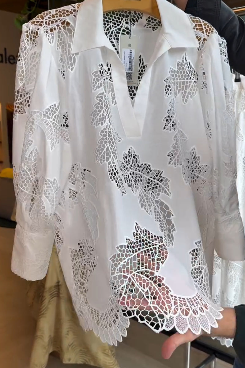 White Cutout Polo Shirt