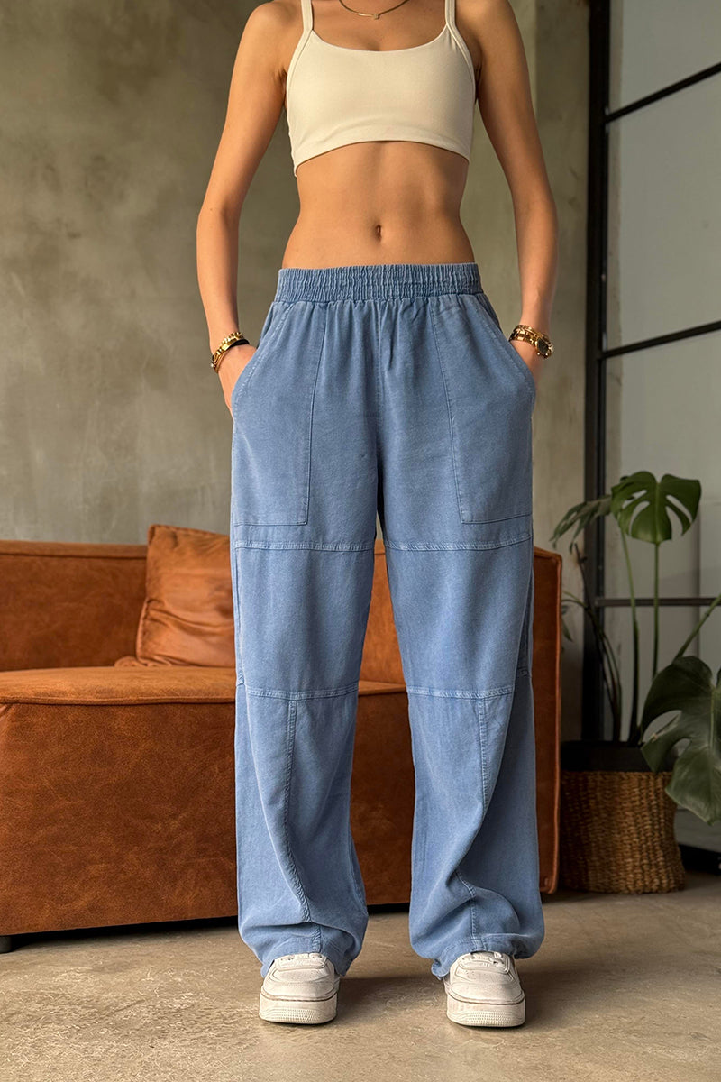 Loose Wide Leg Drawstring Pure Cotton Casual Sports Pants