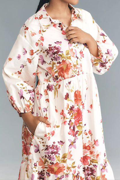 Plum Print Shirt Dress