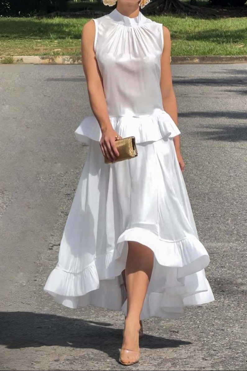 Sleeveless Ruffled Two-piece Dress
