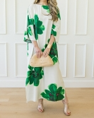 Green Floral Print Maxi Dress