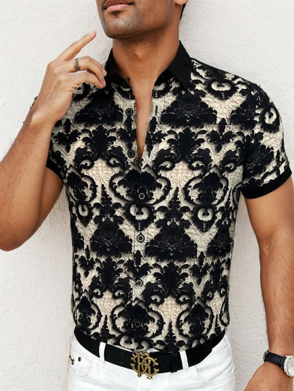 Men's Ice Silk Casual Floral Shirt