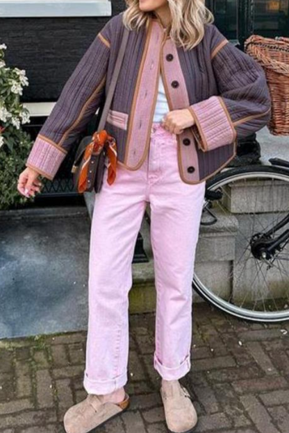 Fashion Contrast Color Women's Cotton Coat Women's Cotton Coat