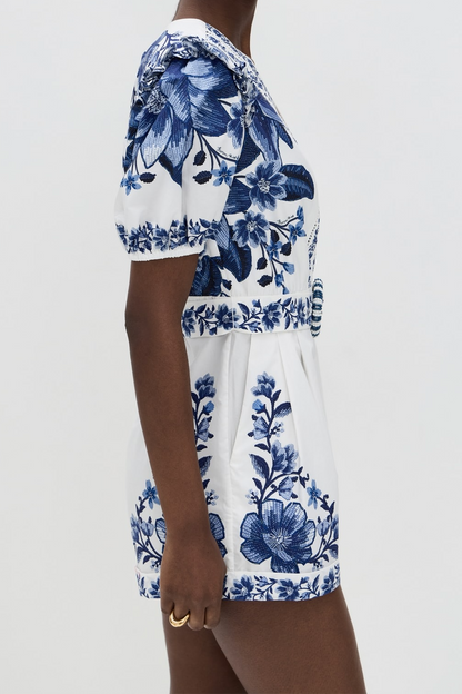 Blue Simple Printed Jumpsuit