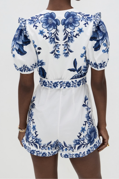 Blue Simple Printed Jumpsuit