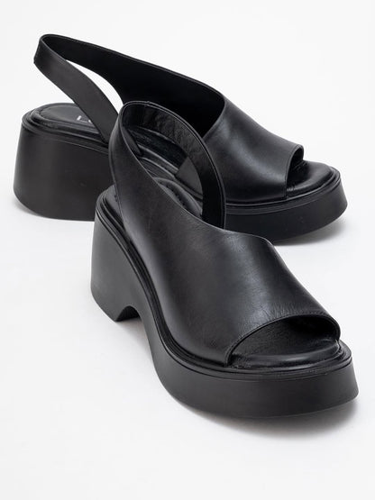 Arched Sole Side Cutout Wedge Sandals