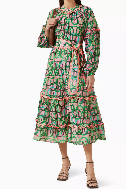 Elegant Scallop Long Sleeve Dress