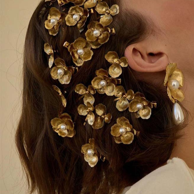 Vintage Pearl Flower Hairpin Side Clip Hair Accessories