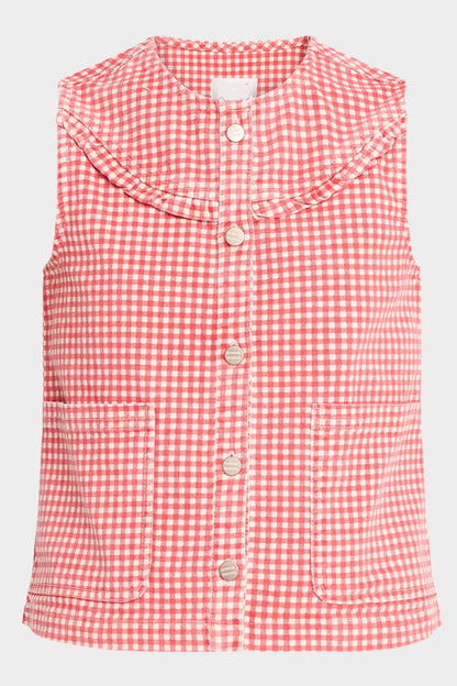 Cute Pink Plaid Sleeveless Suit