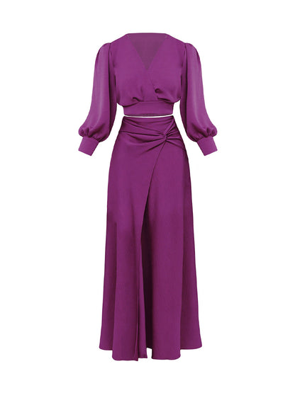 Elegant Wrap Two Pieces Dress