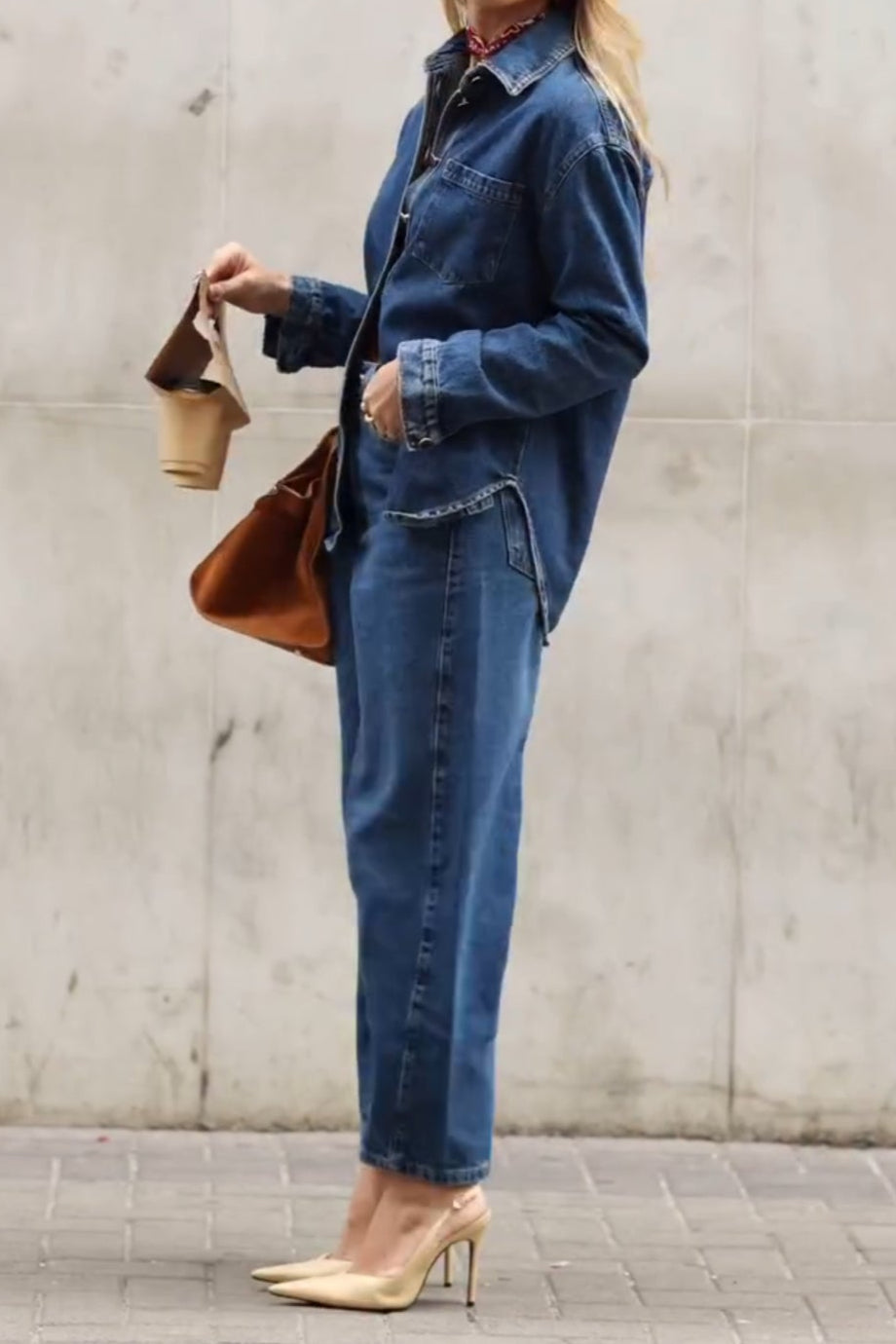 Simple Long Sleeve Denim Suit