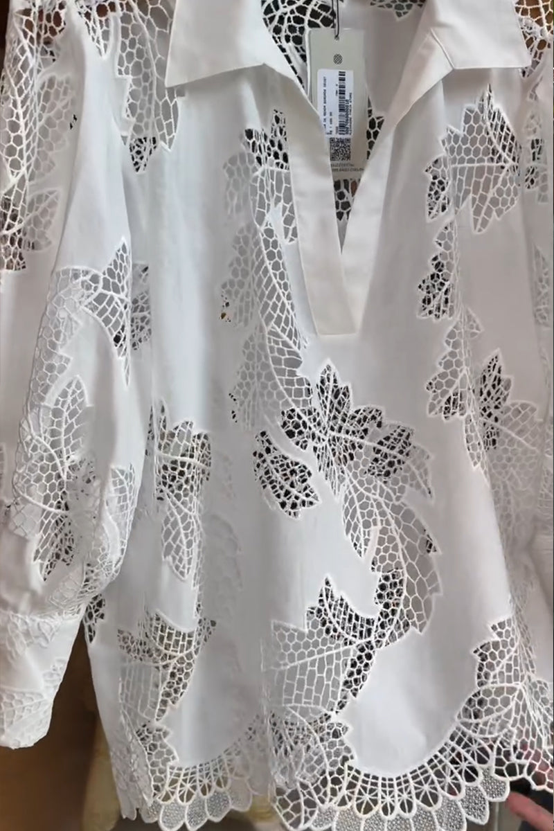 White Cutout Polo Shirt