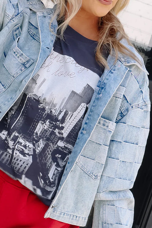 Plaid Denim Coat