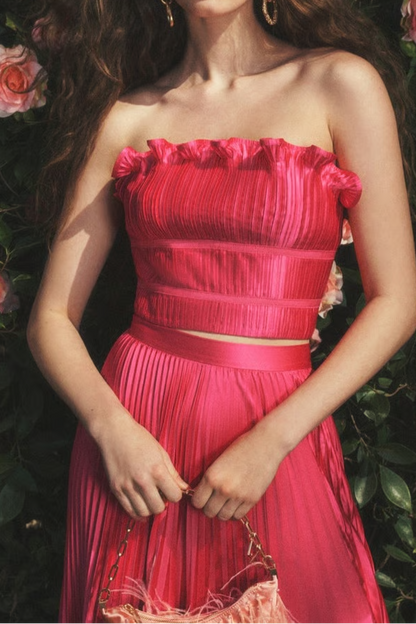 Strapless Ruffle Skirt Suit