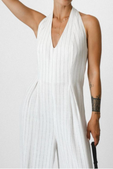 Neck Striped Jumpsuit