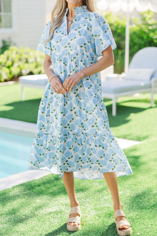 Light Blue Floral Midi Dress