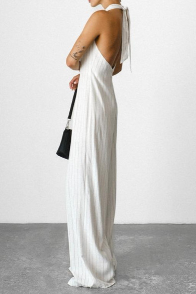 Neck Striped Jumpsuit