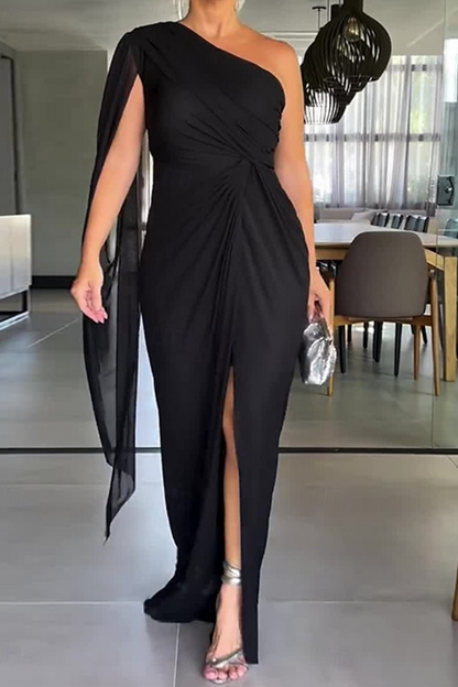 Fashion Raglan Sleeve Split Dress