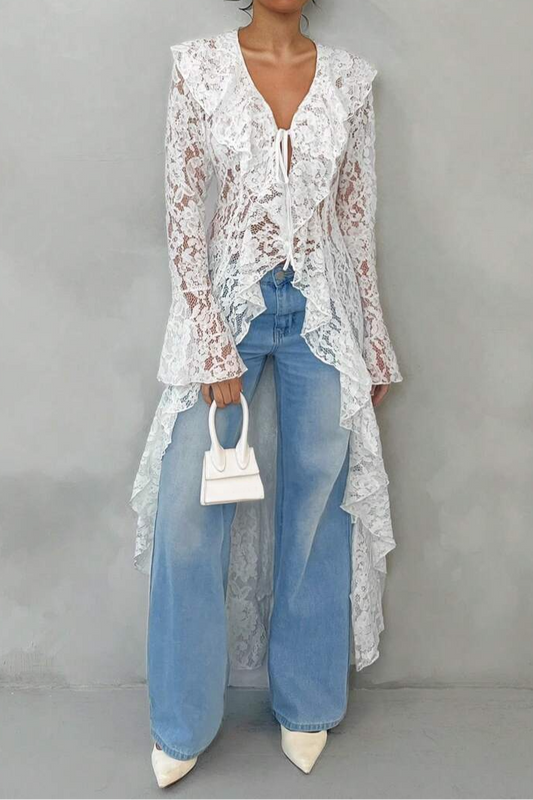 Irregular Lace Stacked Robe