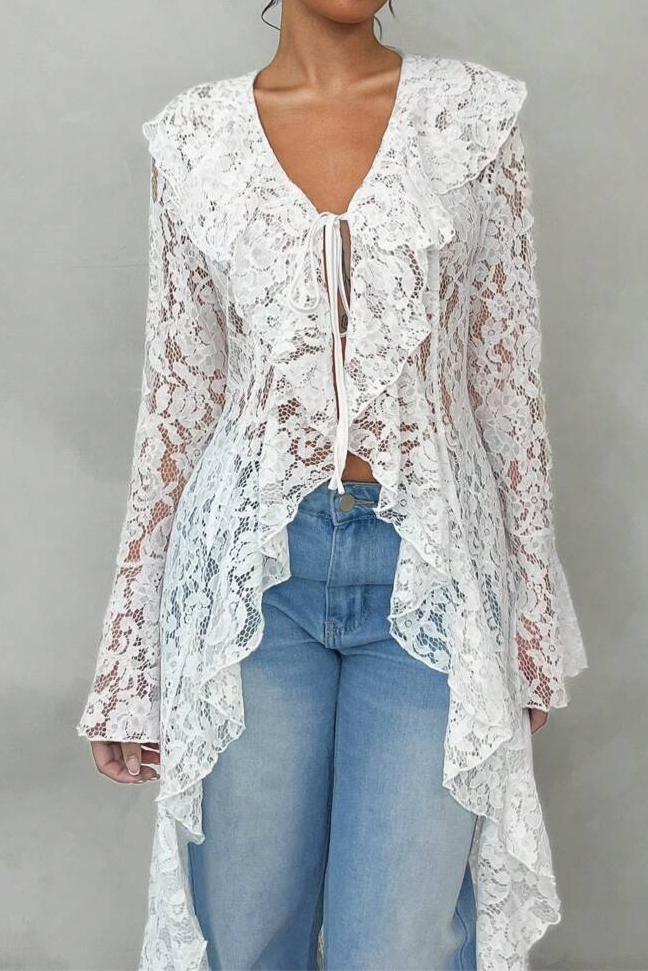 Irregular Lace Stacked Robe