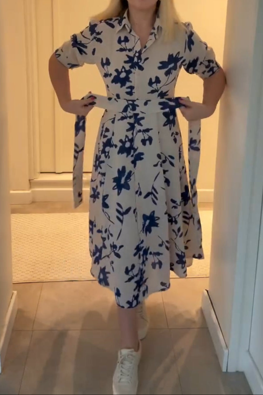 Mid-length Sleeve Printed Shirt Dress