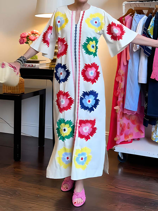 Keyhole Neckline Printed Maxi Dress