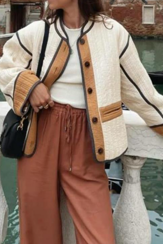 Fashion Contrast Color Women's Cotton Coat Women's Cotton Coat
