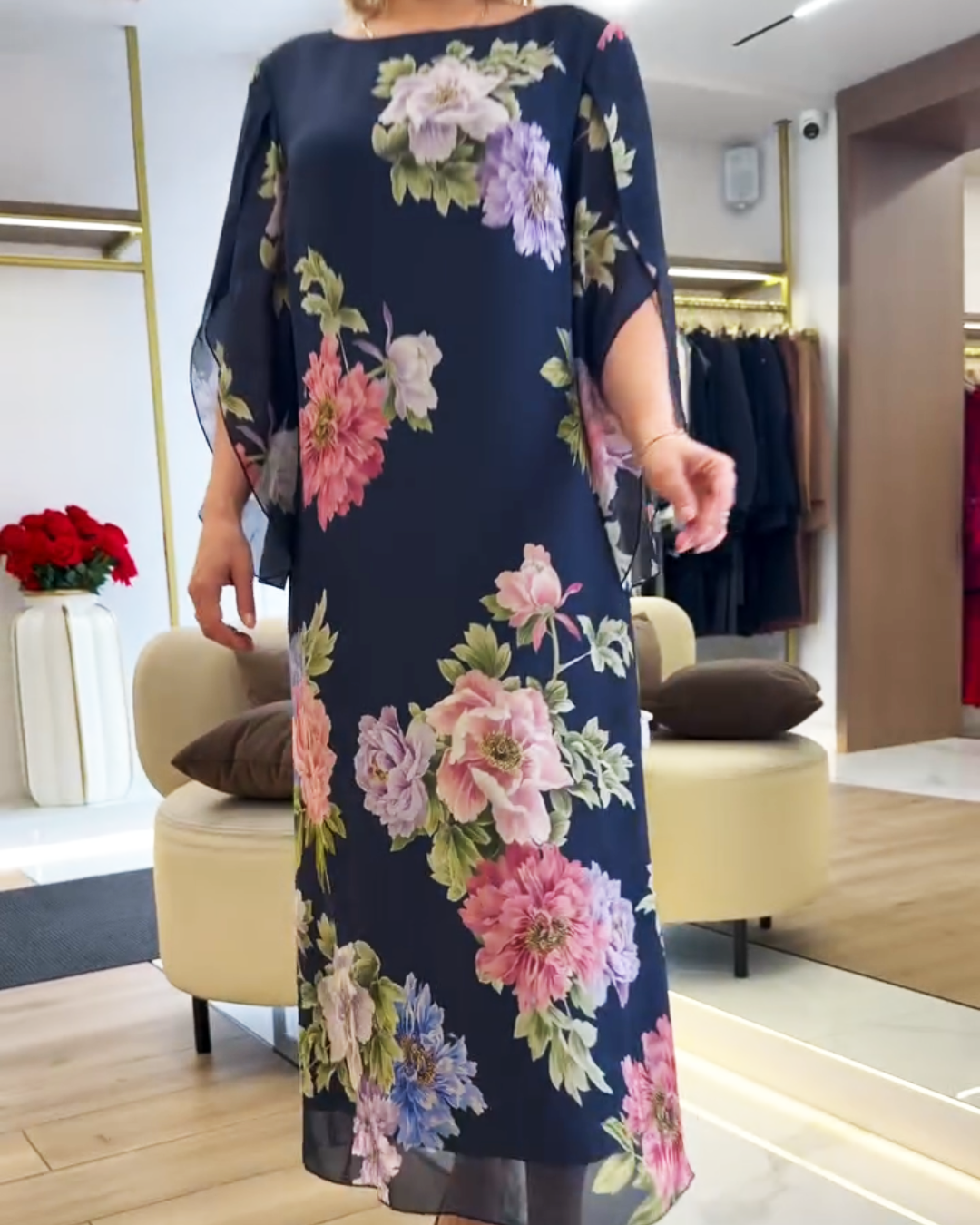 Unique Floral Print Maxi Dress